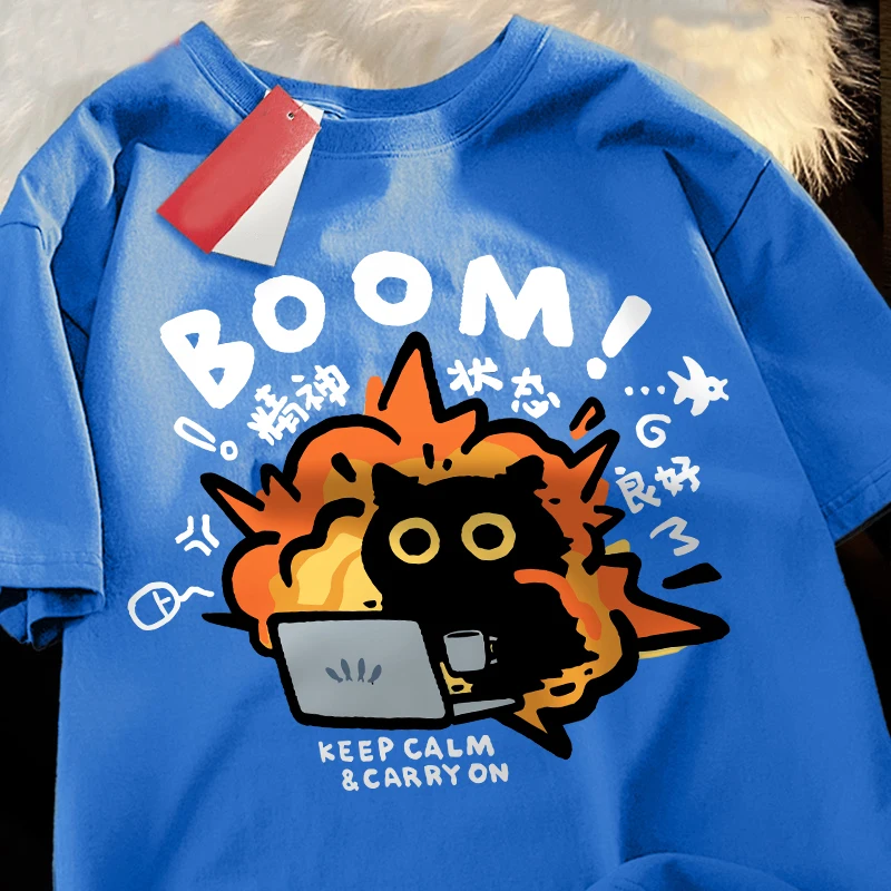 Unisex Pure Cotton Cartoon Graphic Oversized Tee – Casual Short-Sleeved Summer Top