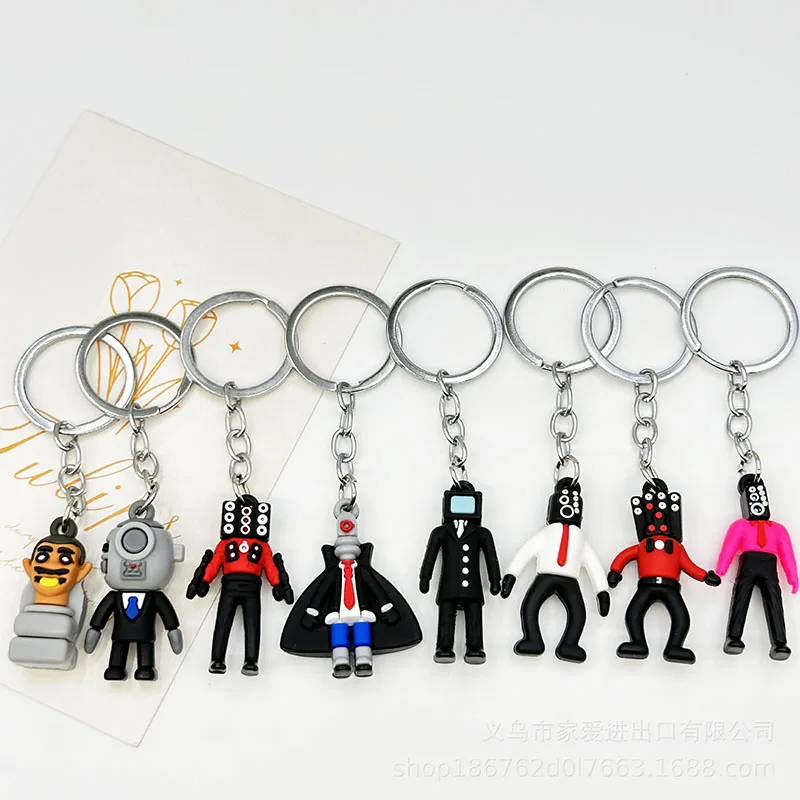 

Skibidi Toilet Key Chain Surveillance Man Tv Man Stereotopic Mini Model Doll Bag Pendant Interior Decoration Christmas Gifts