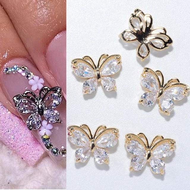 Zircon Butterfly Nail Jewelry Nail Diamond Manicure 3D Gem Nail Art Beauty  Cute