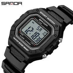 SANDA Men's Military - Style Sport Watch - Water Resistant Digital Timepiece with Large Dial (Black White)
