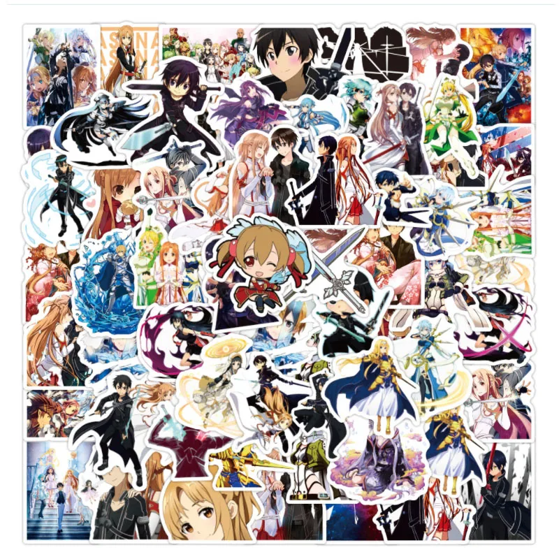 

10/30/50pcs Japanese Anime Sword Art Stickers Scrapbook Creative Skateboard Travel Suitcase Phone Laptop Decal Decor Stickers