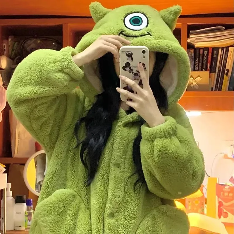 Anime Adult Mike Wazowski Monsters Cosplay Halloween Costumes Onesies Nightgown Xmas Carnival Funny Pajamas Kigurumi