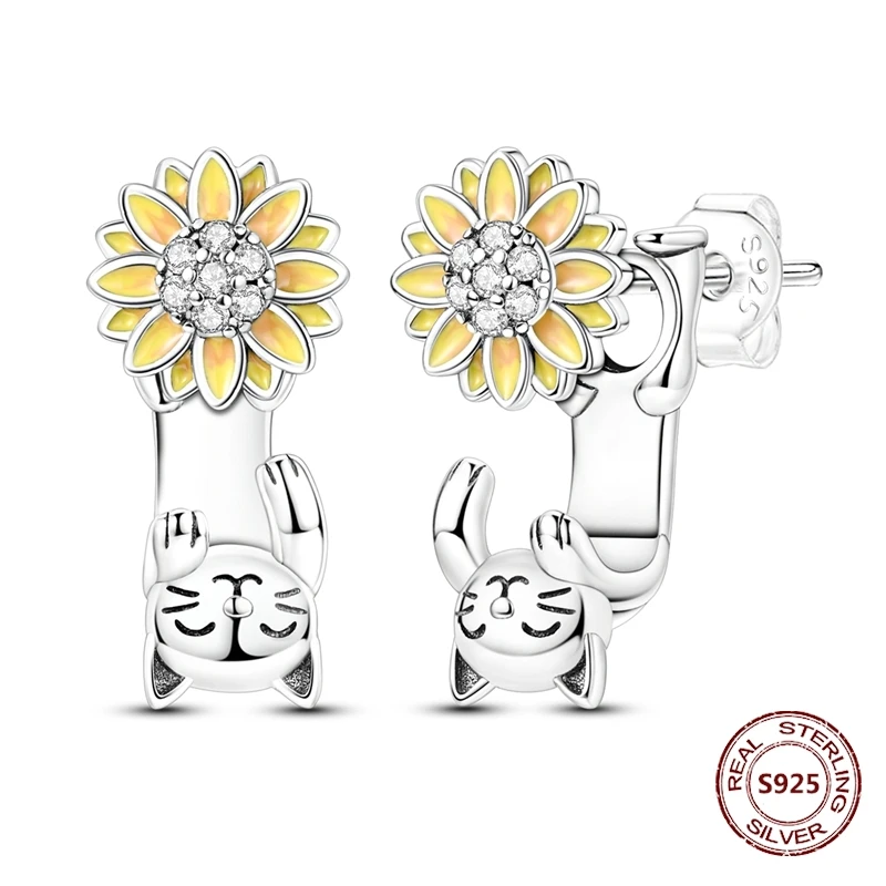 Colorful Zirconia-Embellished Feather and Butterfly Hoop Earrings in 925 Silver