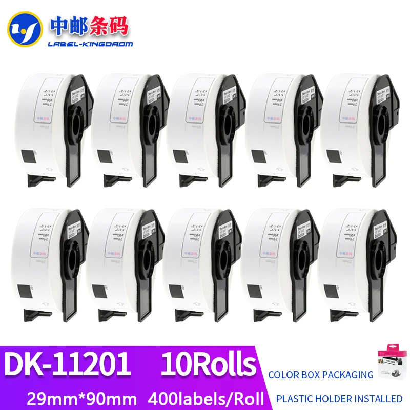 

10 Rolls Compatible DK-11201 Label 29mm*90mm 400Pcs for Brother Thermal Printer QL-700/800 All Come With Plastic Holder DK-1201