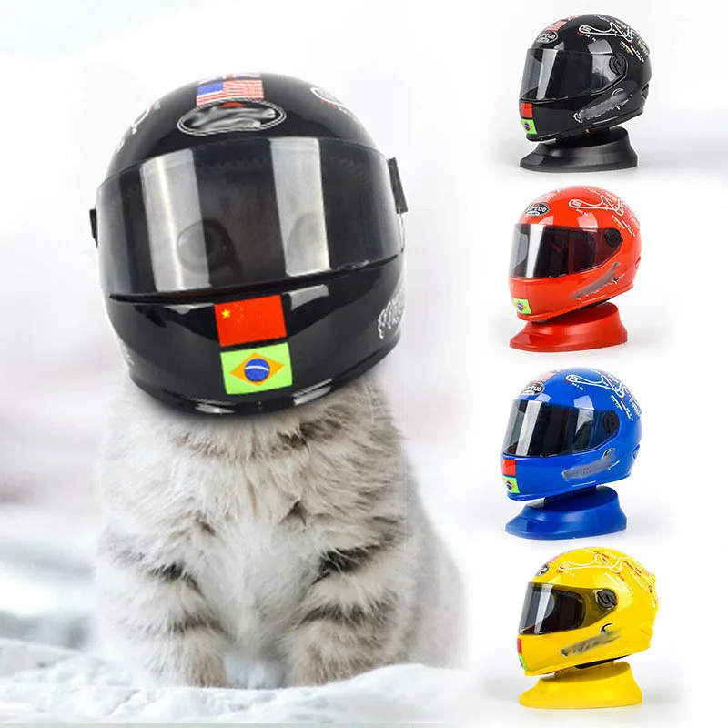 

Pet Helmet Cute Cat Dog Cap Outdoor Anti-Collision Handsome Mini Motorcycle Helmet Cat Styling Photo Props Pet Hat Decoration
