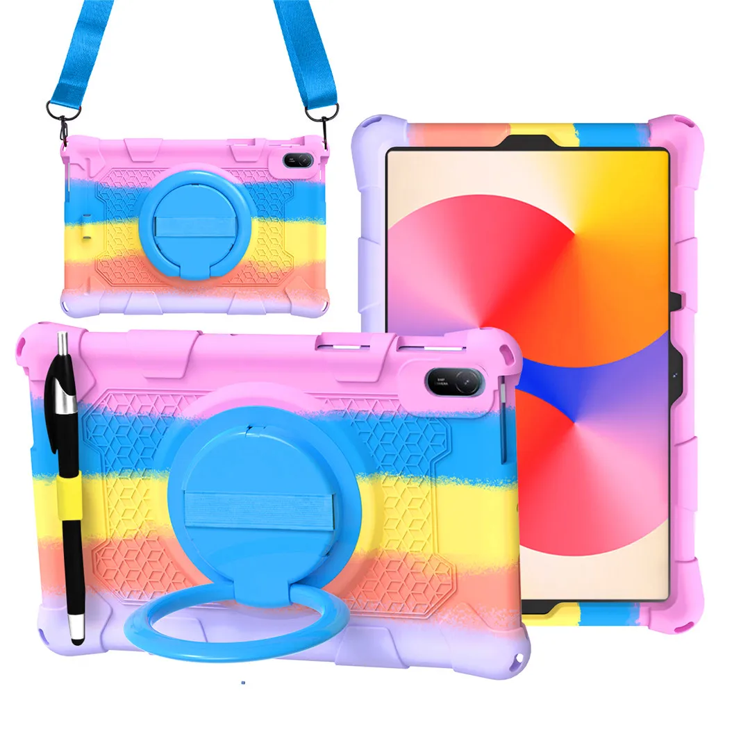 Soft Silicone Kids Tablet Cover with Stand and Shoulder Strap