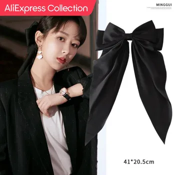 AliExpress 컬렉션 활 리본 헤어 클립, 심플 솔리드 새틴 용수철 클립, 헤어 핀, 우아한 레트로 머리띠 클립, 1 개, 2 개 패션 상품 이미지
