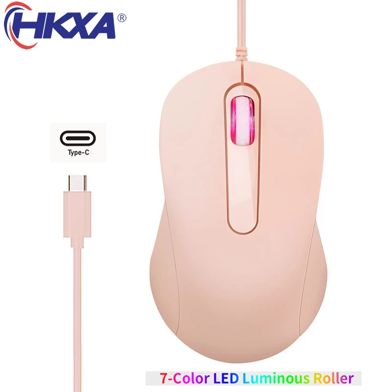 tipo c Wired Gaming Mouse Mouse Óptico Ergonômico Silencioso Rolo Luminoso Colorido Mouse de Computador para pc Laptop Desktop 3d