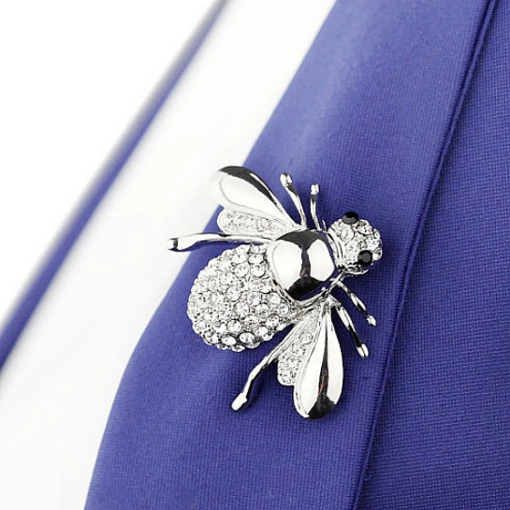 Elegant Rhinestone Pearl Bee Alloy Brooch for Women Men Fashion Lapel Pins  Backpack Clothing Jewelry Accessories Gift