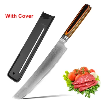 Coltelli da cucina professionali Mannaia da chef Manico in legno di carne Coltello in acciaio di Damasco giapponese Affettare frutta Pesce Coltello da macellaio 1