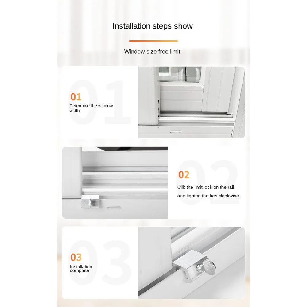 Description Picture 6 of itemAdjustable Window Locks Safety Window Lock Stopper Aluminum Alloy Sliding Security Fixed Limit Device Window Sliding Door Clips