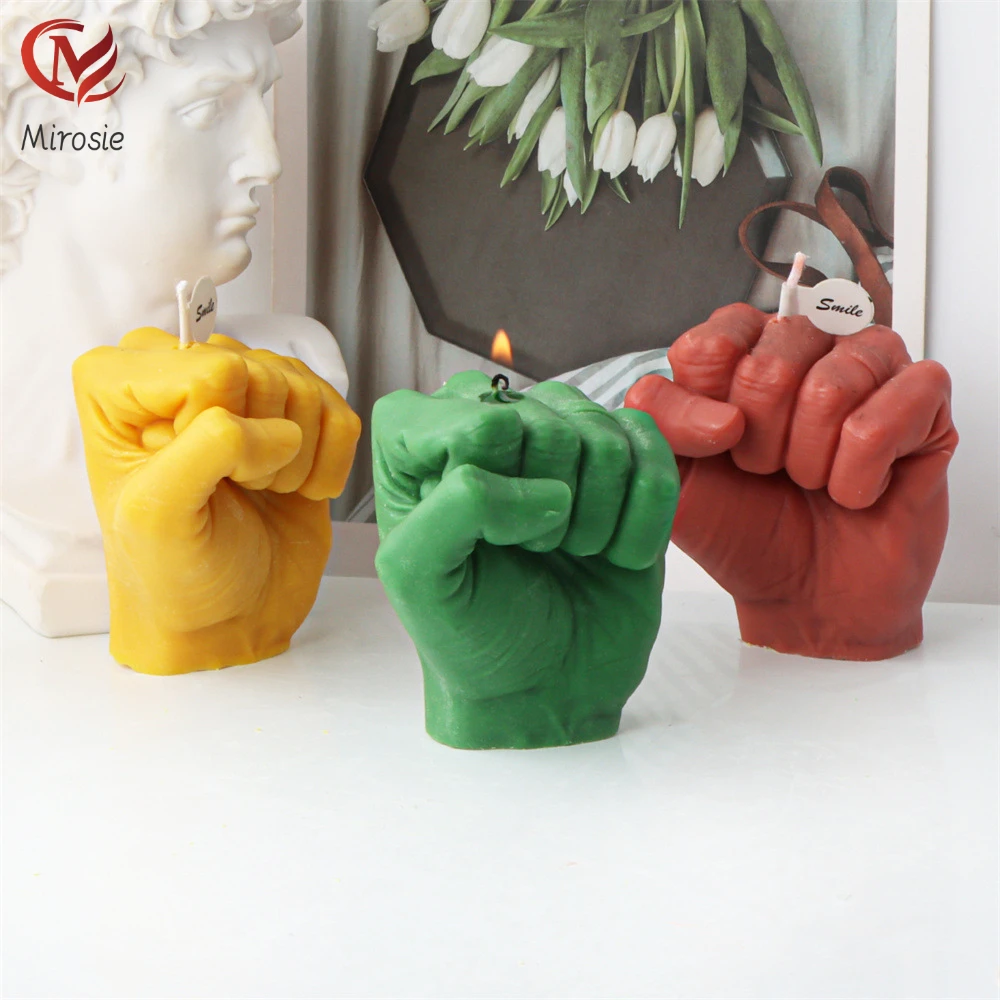 

Mirosie Silicone Fist Candle Mold Hand of God Gesture Aromatherapy Plaster Resin Molds Home Decoration Candle Making Kit