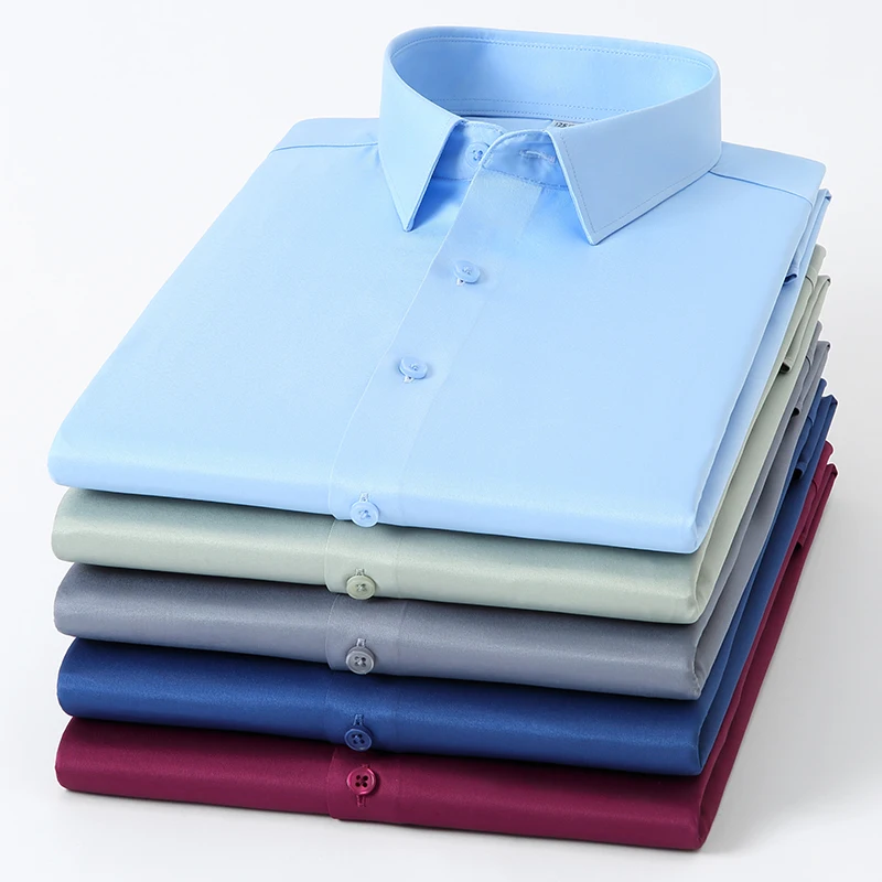 Autumn and winter men's long-sleeved classic micro-elastic business anti-wrinkle slim casual and comfortable formal wear