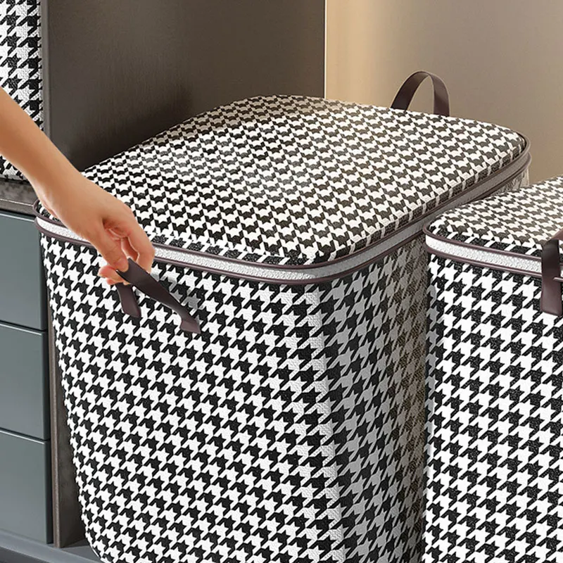 100L Large Capacity Pouch Storage Bags Clothes Quilt Organizer Container Non-woven Laundry Basket Dustproof Portable Luggage Bag 4