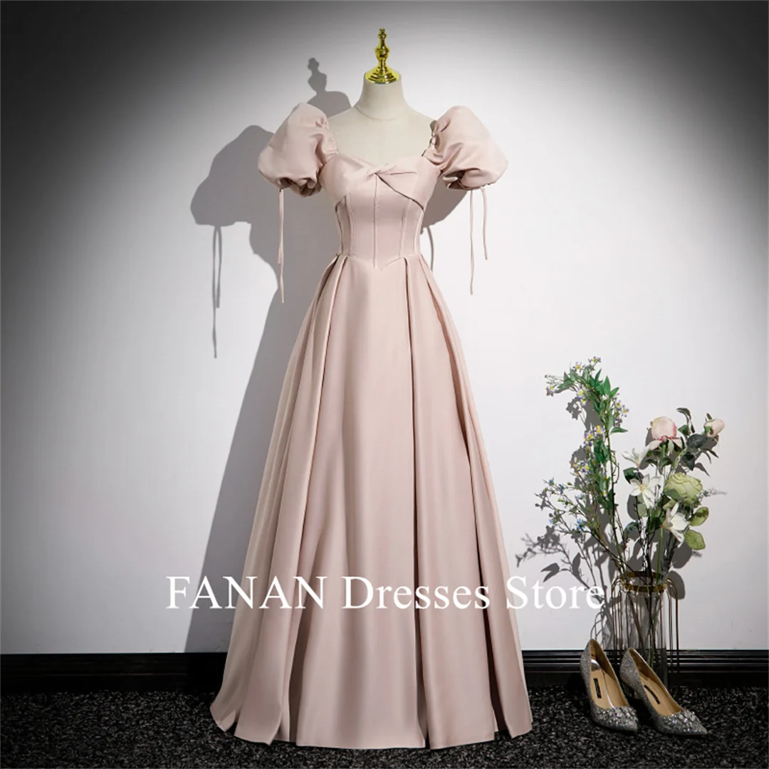 

FANAN Sweetheart Fashion Evening Party Dresses Korea Princess Pink Satin Corset Wedding Women Formal Gowns Event Prom Gowns