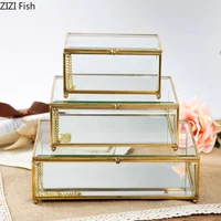 Creative Nordic style Home Dressing table organization Glass jewelry storage box Retro decoration Jewelry display Transparent 1