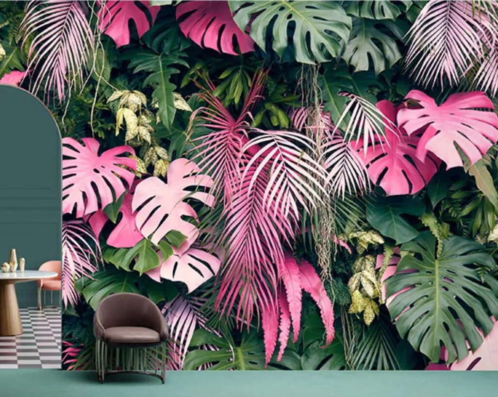 beibehang Custom Tropical Rainforest Wallpaper Southeast Asia Restaurant Hotel Cafe Green Plant Flower Mural papel de parede