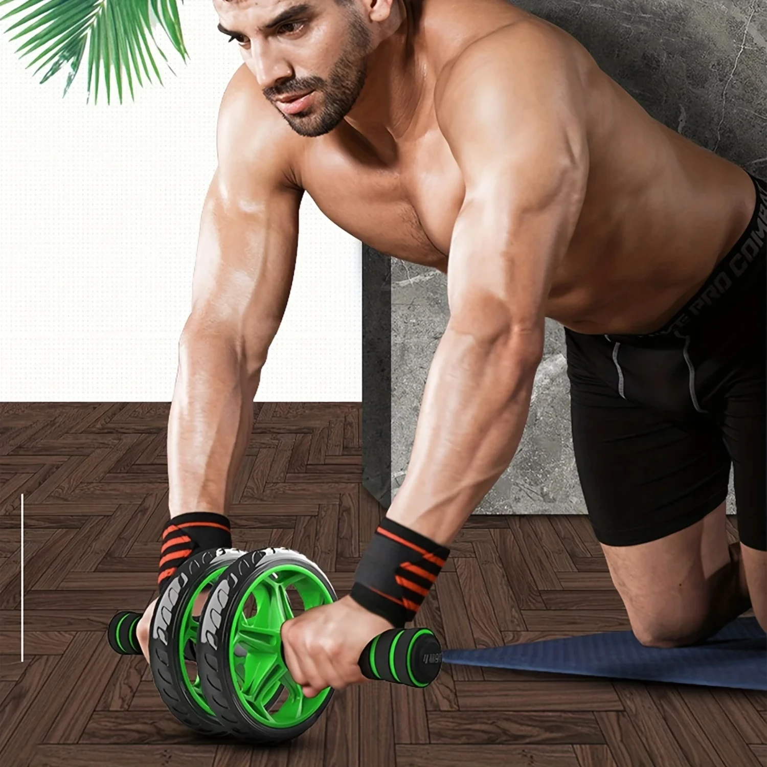 Abdominal Muscle Wheel Double Wheel Healthy Abdominal Slimming Belly Men's and Women's Fitness Equipment Silent Roller