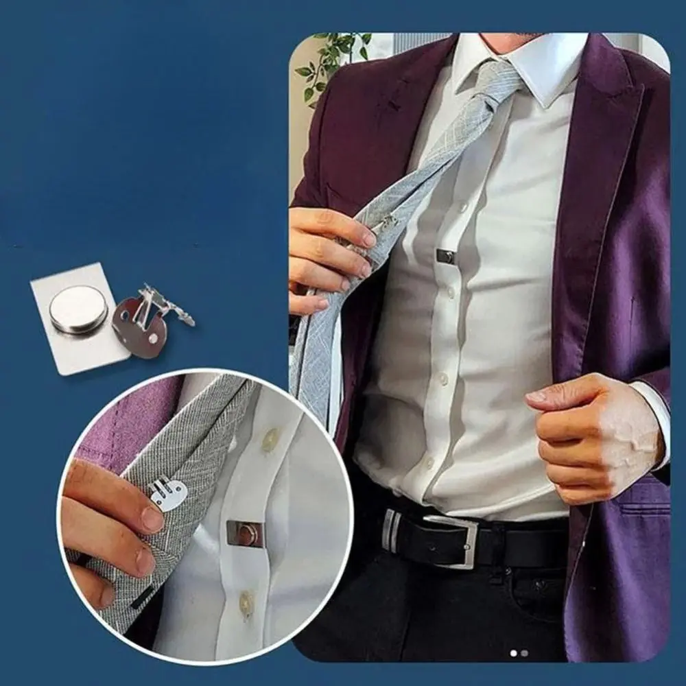 Magnetic Invisible Tie Clip Automatic Fixing Buckle Anti-wrinkle Anti-swing Tie Holder Clips Necktie Collar Hidden Clasp For Men tie clips