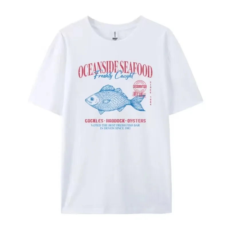Vintage Grunge Aesthetic Oversized Seafood Graphic Tee