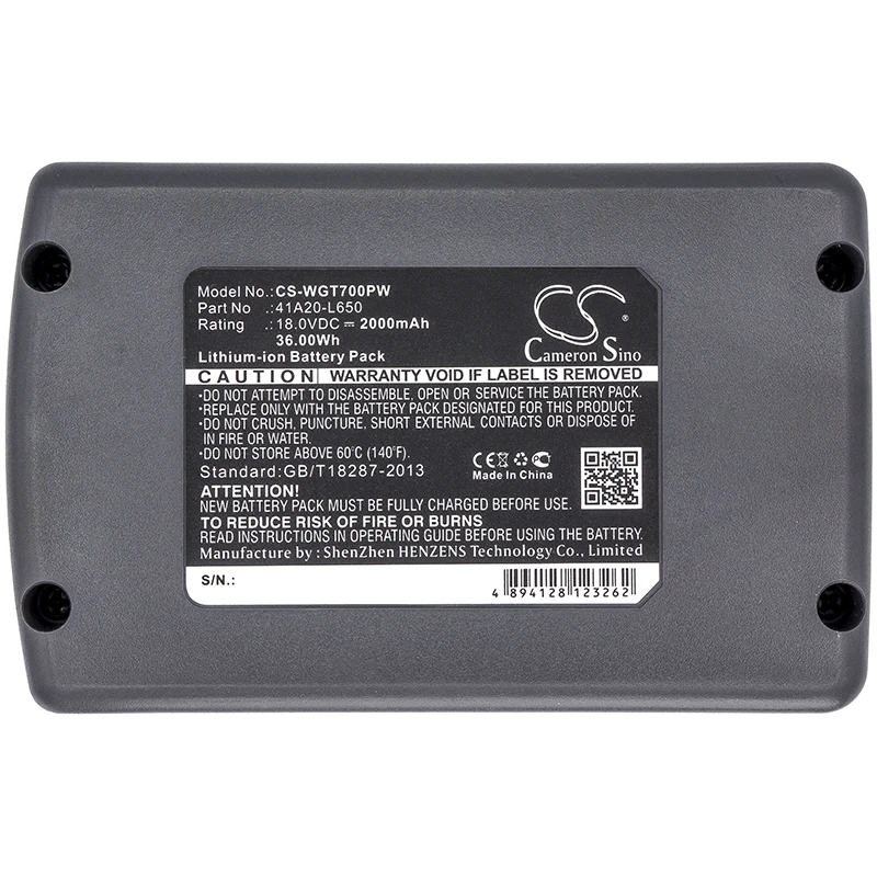 

Li-ion battery for WOLF Garten Power Tools,18.0V, 2000mAh, HTA700 LI-ION HEDGE TRIMMER, BA700 LI-ION LEAFBLOWER,Trimmer GTA 700