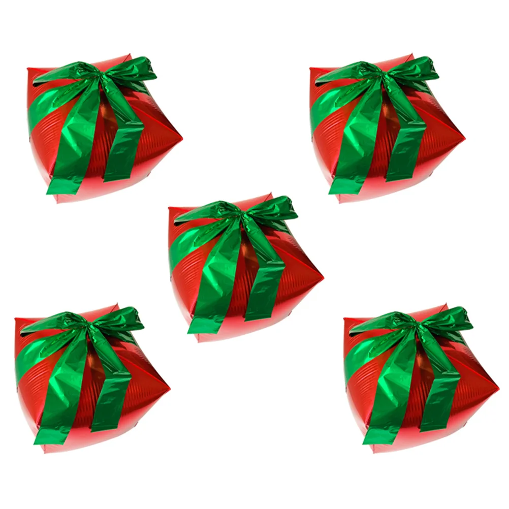 

5PCS Gift Box Cube Foil Balloons, Christmas Gift Shape Aluminum Balloon Christmas Aluminum Foil Balloon Wedding Birthday 24-