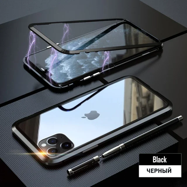 Enhanced Magnetic Adsorption Metal Case with Double-Sided Glass and 360° Protection
