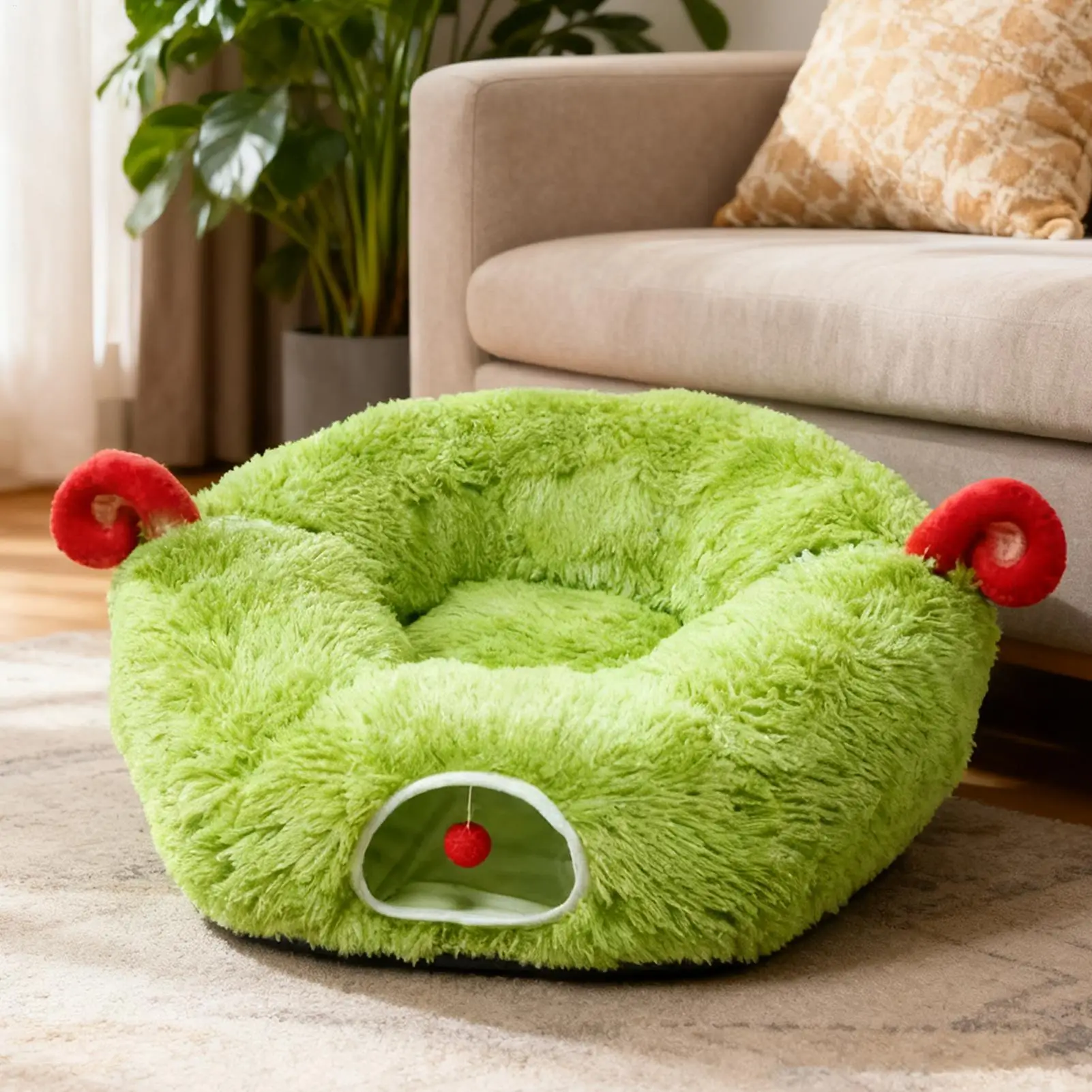 Cat Tunnel Bed Washable Christmas Tree Skirt Donut Cat Cave Bed Christmas Tree Skirt For Kitten Puppy Small Dog Bunny Pet Ferret