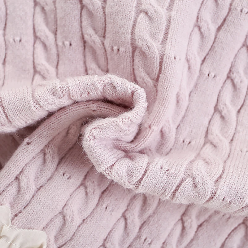 Girls Autumn Knit Sweater Set with Lace and Flower Details