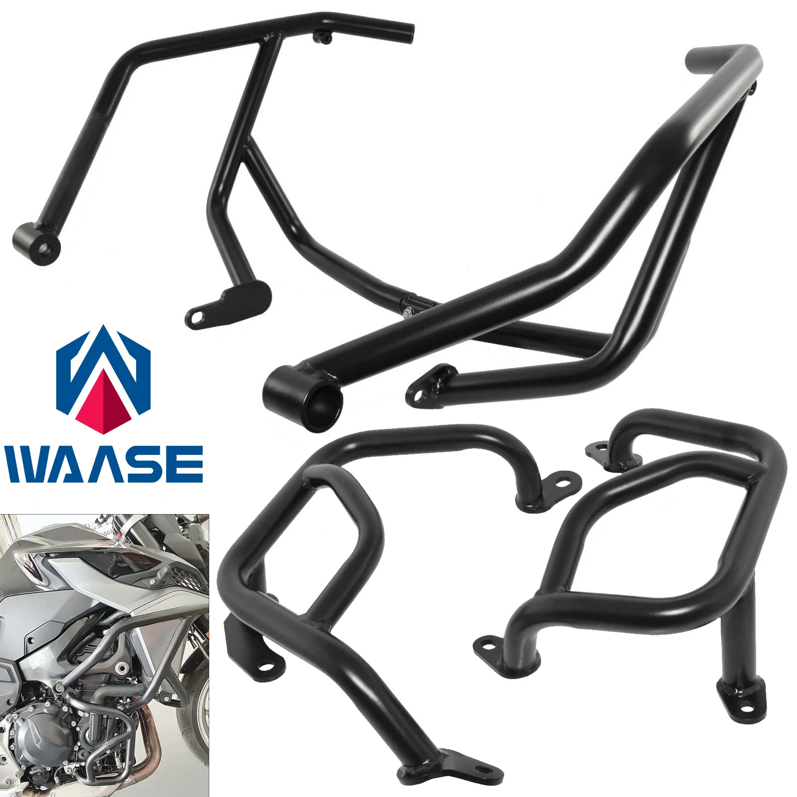 

waase For BMW F900R F900XR F 900 R XR 2019 2020 2021 Upper + Lower Engine Guard Crash Bar Tank Bumper Fairing Protector