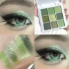 Green Eyeshadow Avocado Cream Nine-Color Brightening Eye Enhancer Reflective Diamond Nine-Square Eyeshadow Palette 1