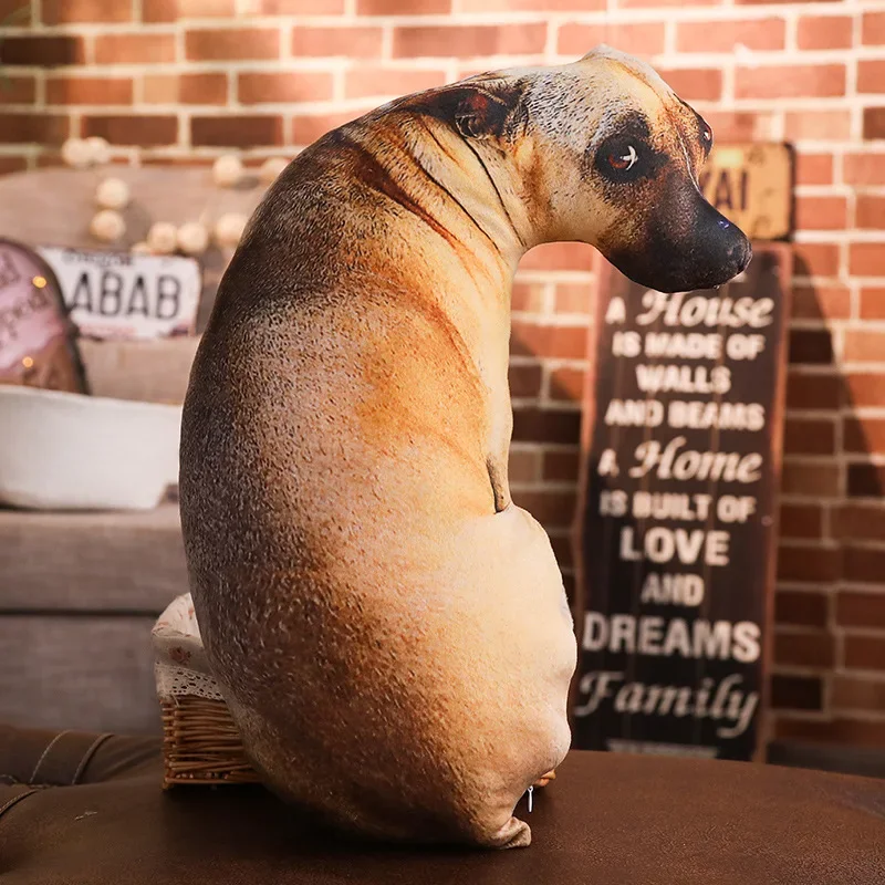 2023 HOT 50cm 3D Lifelike Animal Cute Bend Dog Printed Throw Pillow Funny Dog Head Cosplay Favorite Toy Cushion for Home 3