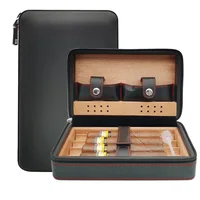 Boîte à cigares de voyage en cuir 93.Wood Cutter, humidificateur, étui à cigares, stockage d'accessoires pour fumeurs, sans cutter, briquet, 512 unités, 4 pièces 6