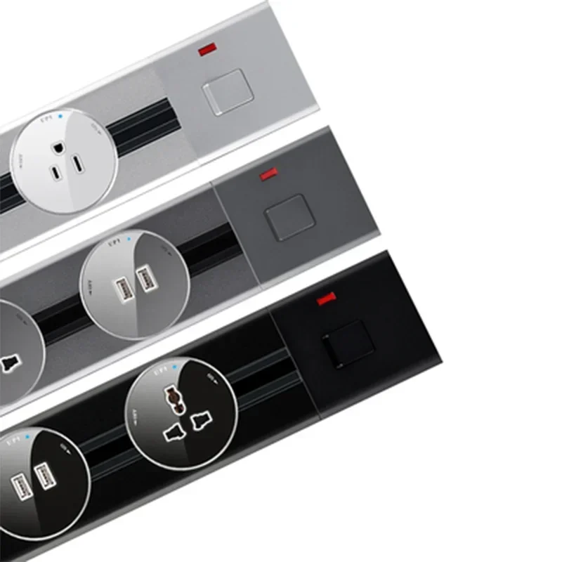 

Switch Track Socket Freedom Movement Rail Type Socket, UK EU US FR Plug Adaptor,Pluggable Without Punching Wall Socket With USB