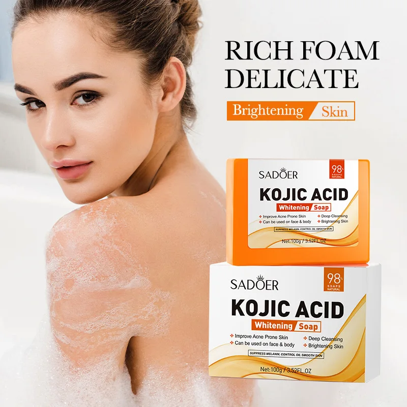 SADOER Kojic Acid Facial Soap Face Wash Foam Facial Cleanser Moisturizing Hydrating Oil Control Body Bathing Handmade Soap 4