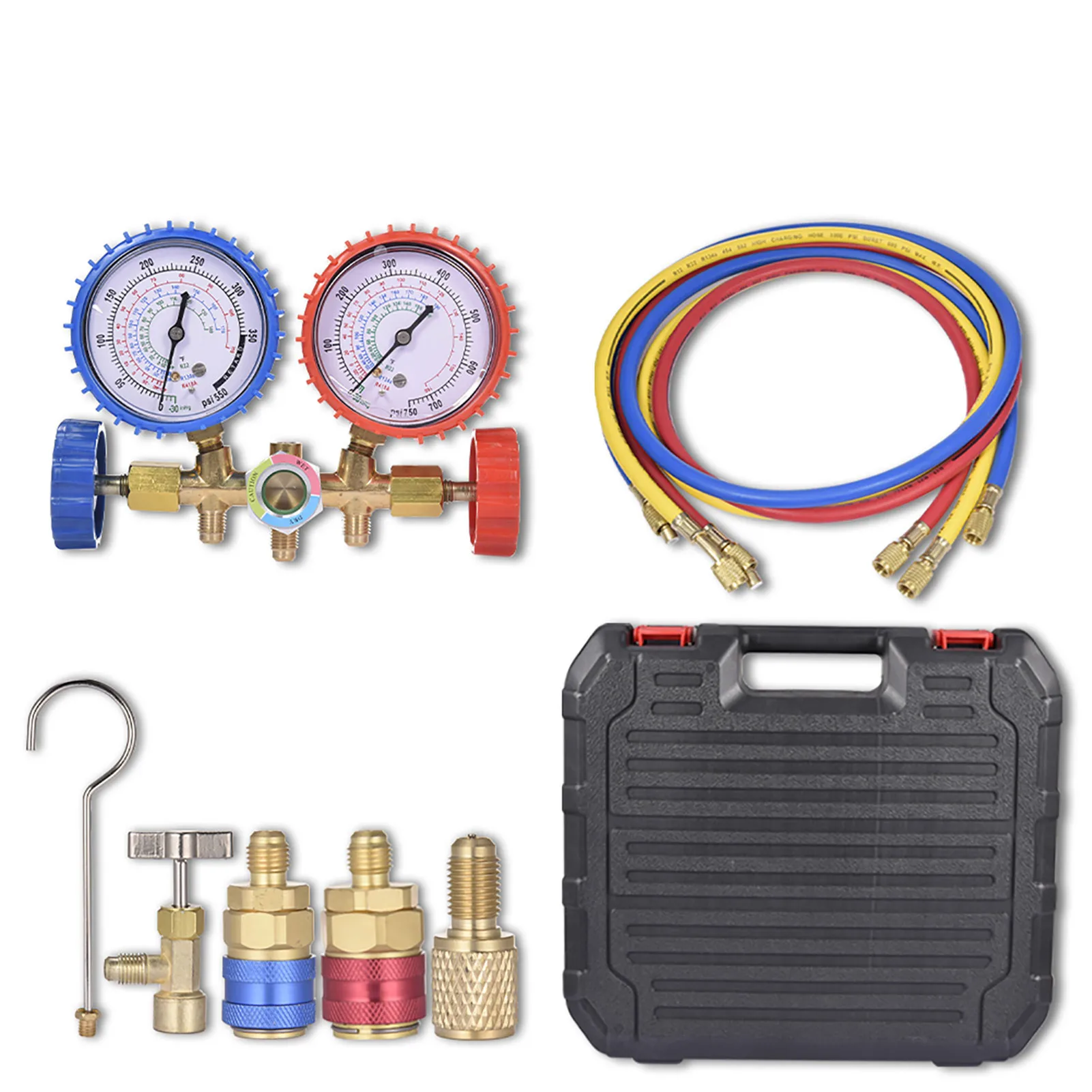 The refrigerant AC level gauge kit is packaged in a cardboard box and features a large knob that is easy to grip 5