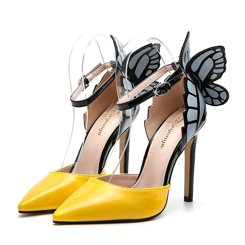 

Shoe for Party Club Women Sexy Show Sandals Butterfly-knot Buckle Strap PU 11.5CM Thin Heels Classics Dress Sandals Women Shoes