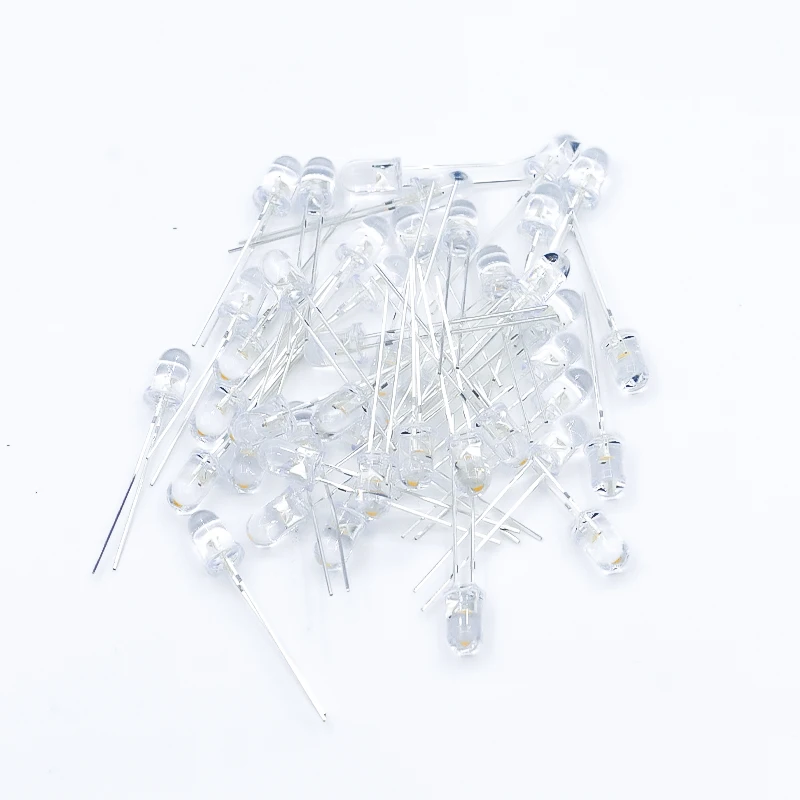 100pcs Dc 12v 5v 3mm 5mm Led Super Bright Warm White Red Blue Model Car Dashboard Indicator Light Emitting Diode With Resistanc