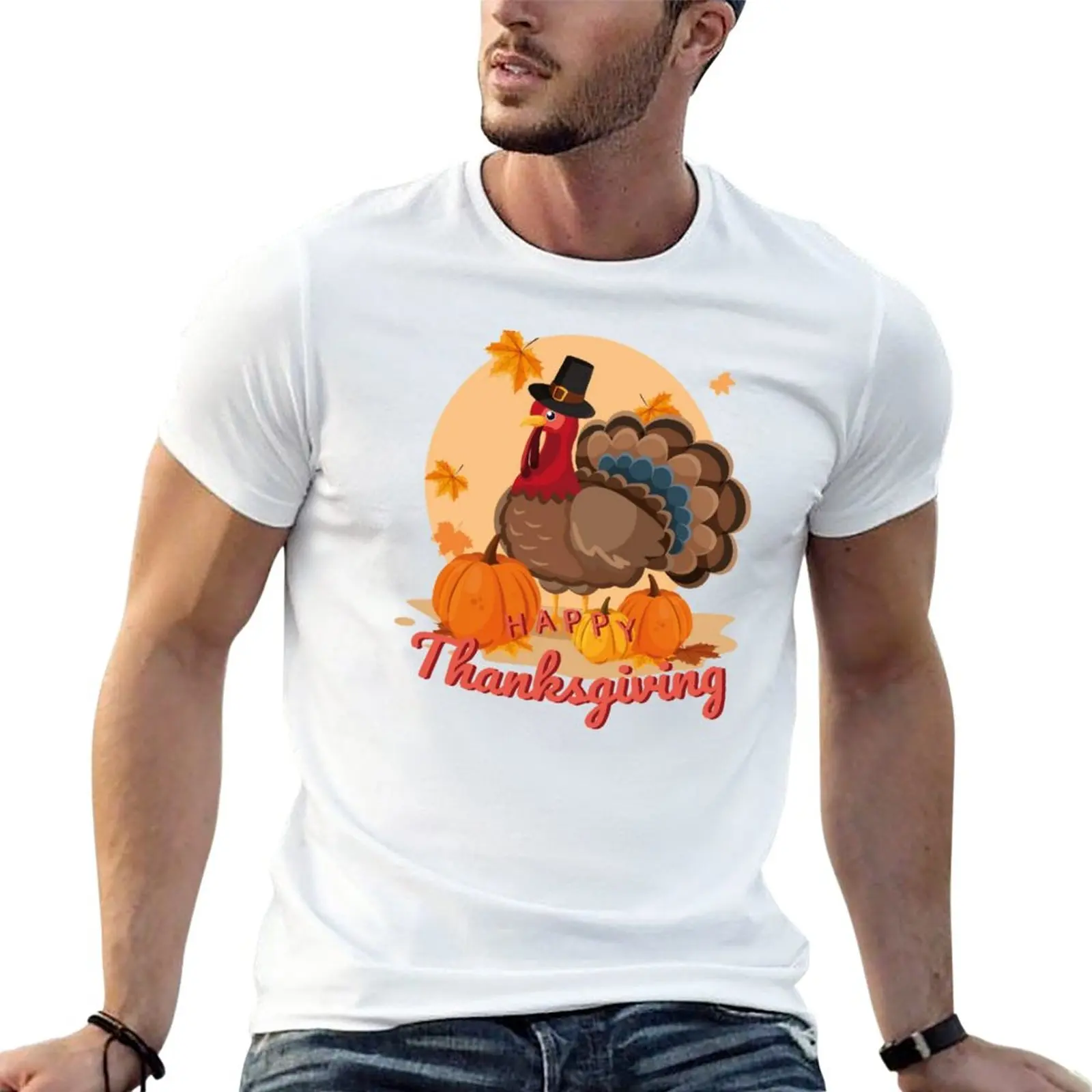 

happy thanksgiving pilgrim turkey T-Shirt oversizeds customizeds fruit of the loom mens t shirts