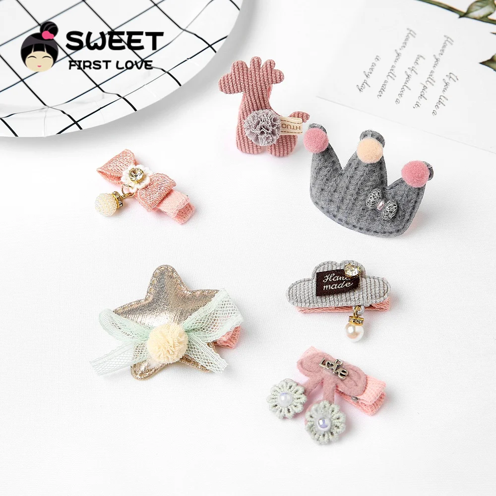 5Pcs/Set Animal Cotton Hair Clips for Children Girls