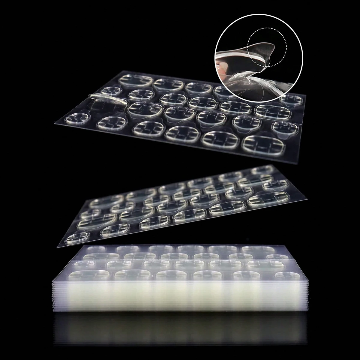 Nail Stickers 12 Sheets/288pcs Super Sticky Jelly Glue Press-On Nails Waterproof Breathable Traceless DIY Nail Art