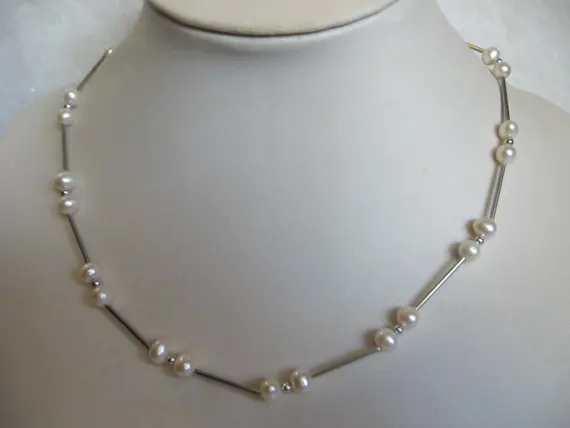 

Unique Design AA Pearl Necklace,Tin Cup White Color 6-7mm Freshwater Pearl Jewelry,Wedding Party Birthday Charming Women Gift