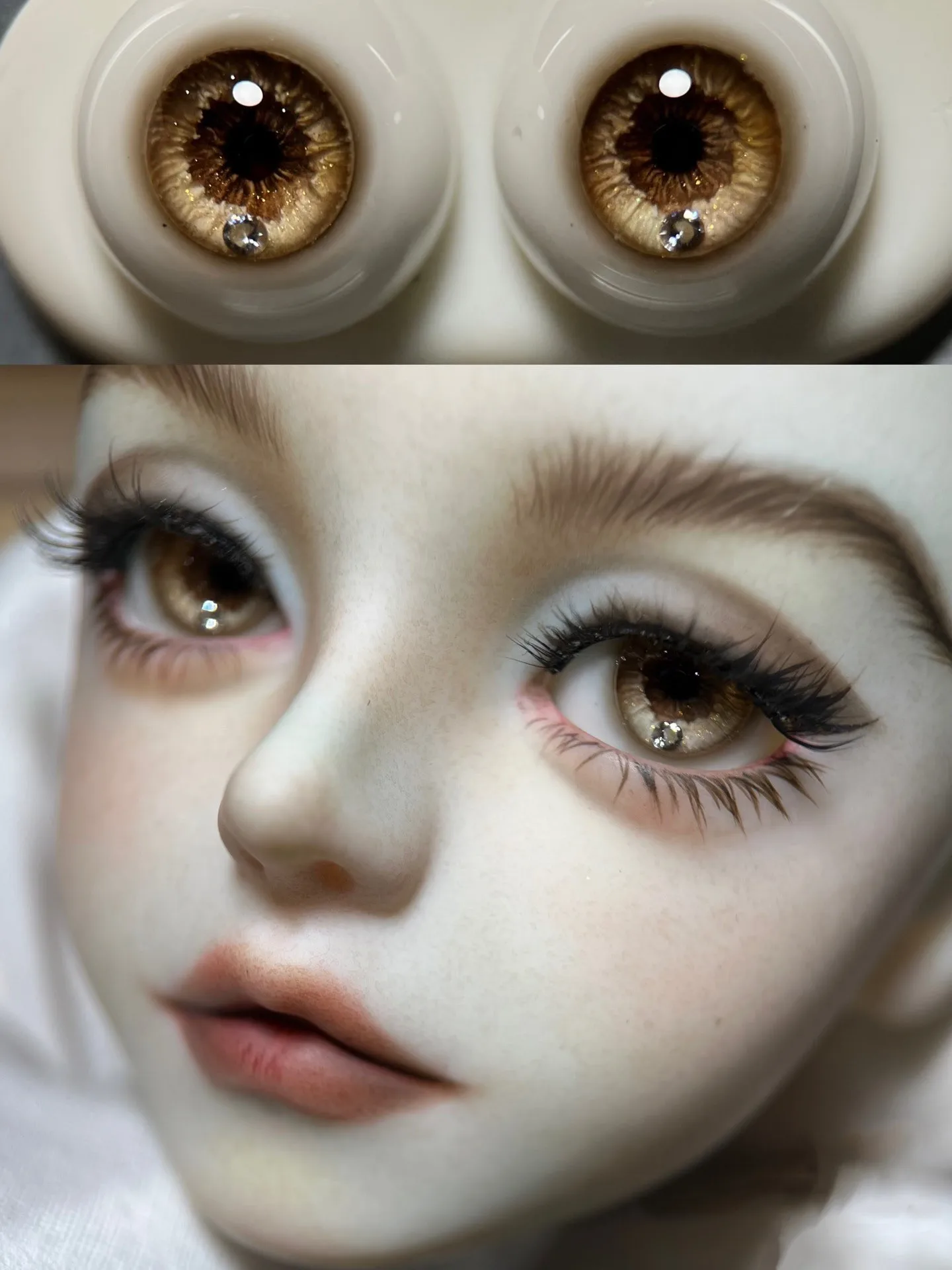 

14mm Brown Craft Eyes Small Diamond 1/3 1/4 BJD Doll Safety Eyeball 1 Pair