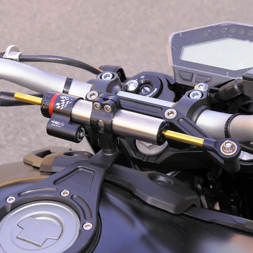 Qiilu Motorfiets Stuurdemper, Universele Aluminium Stabilisator voor MT10 MT 07 MT09 (Kort type