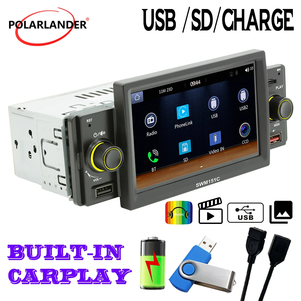 

Car Radio Multimidia MP5 FM Bluetooth 1 Din CarPlay/Android Auto IPS Touch Screen USB SD TF 5 INCH Mirror Link for BMW Universal