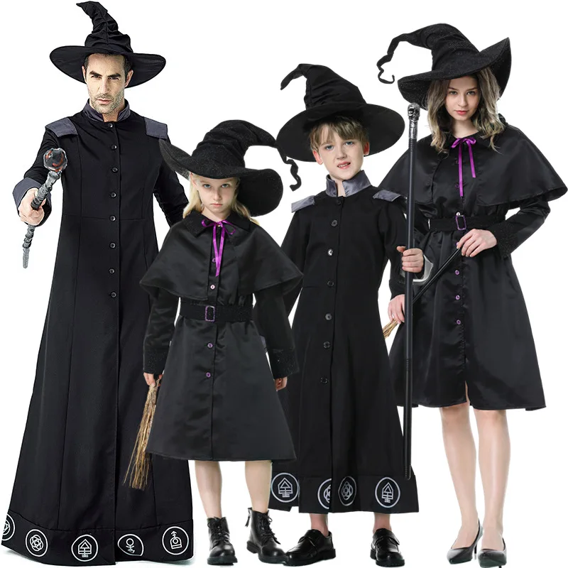 

Halloween Role Play Sorcerer Medieval Warlock Costume Adult Boys Kids Mystical Dark Encanto Wizard Cosplay Carnival Outfit
