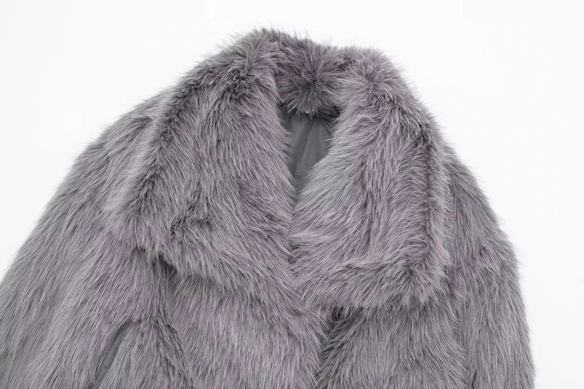 TRAFZA-casaco de inverno solto de pele sintética