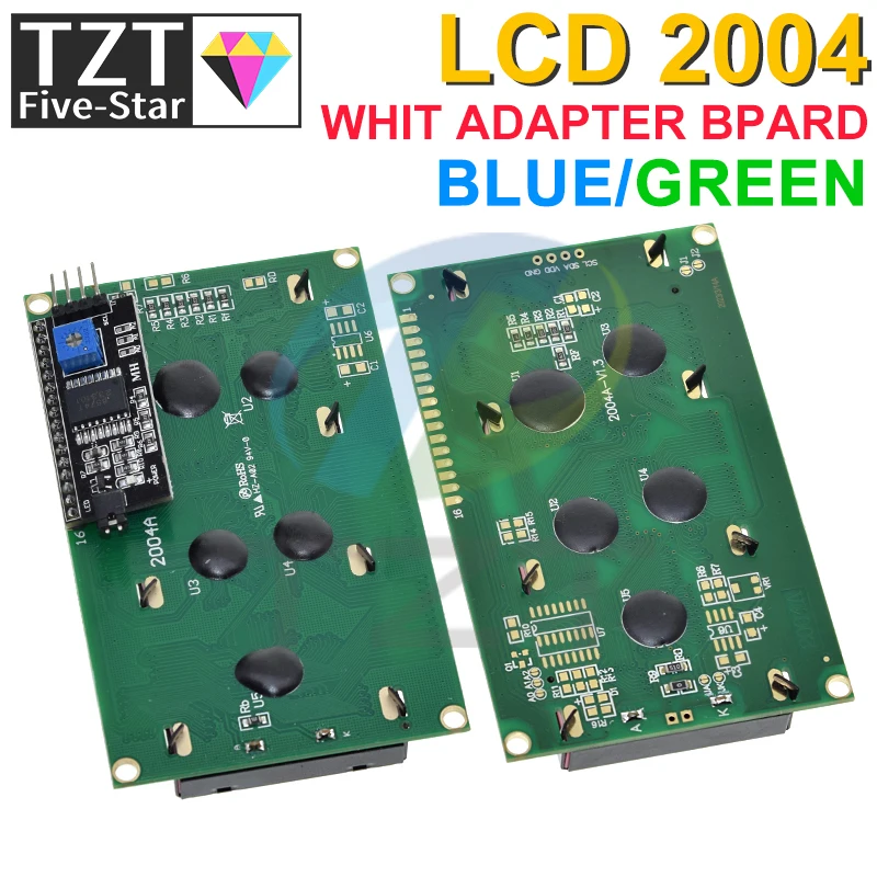 Ƶ̳  ̽  , LCD2004 + I2C 2004,   ׸ ũ, HD44780  LCD /w IIC/I2C, 20x4 2004A
