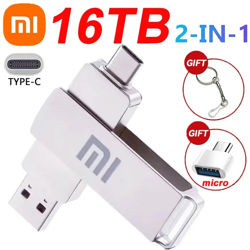 샤오미 메탈 U 디스크 플래시 드라이브, USB 3.0, C타입 인터페이스, 고속 파일 전송, 대용량 기계식 스타일, 16TB, 8TB, 4TB