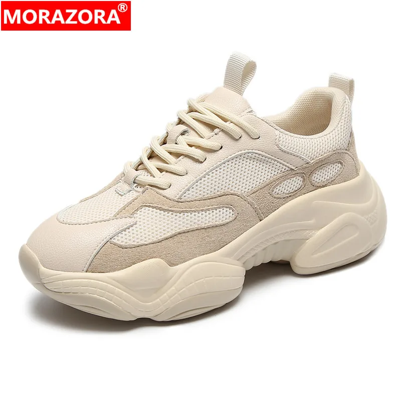 

MORAZORA 2024 New Arrival Women Sneakers Ladies Casual Shoes Lace Up Platform Flats Spring Summer Mesh Breathable Lady Footwear